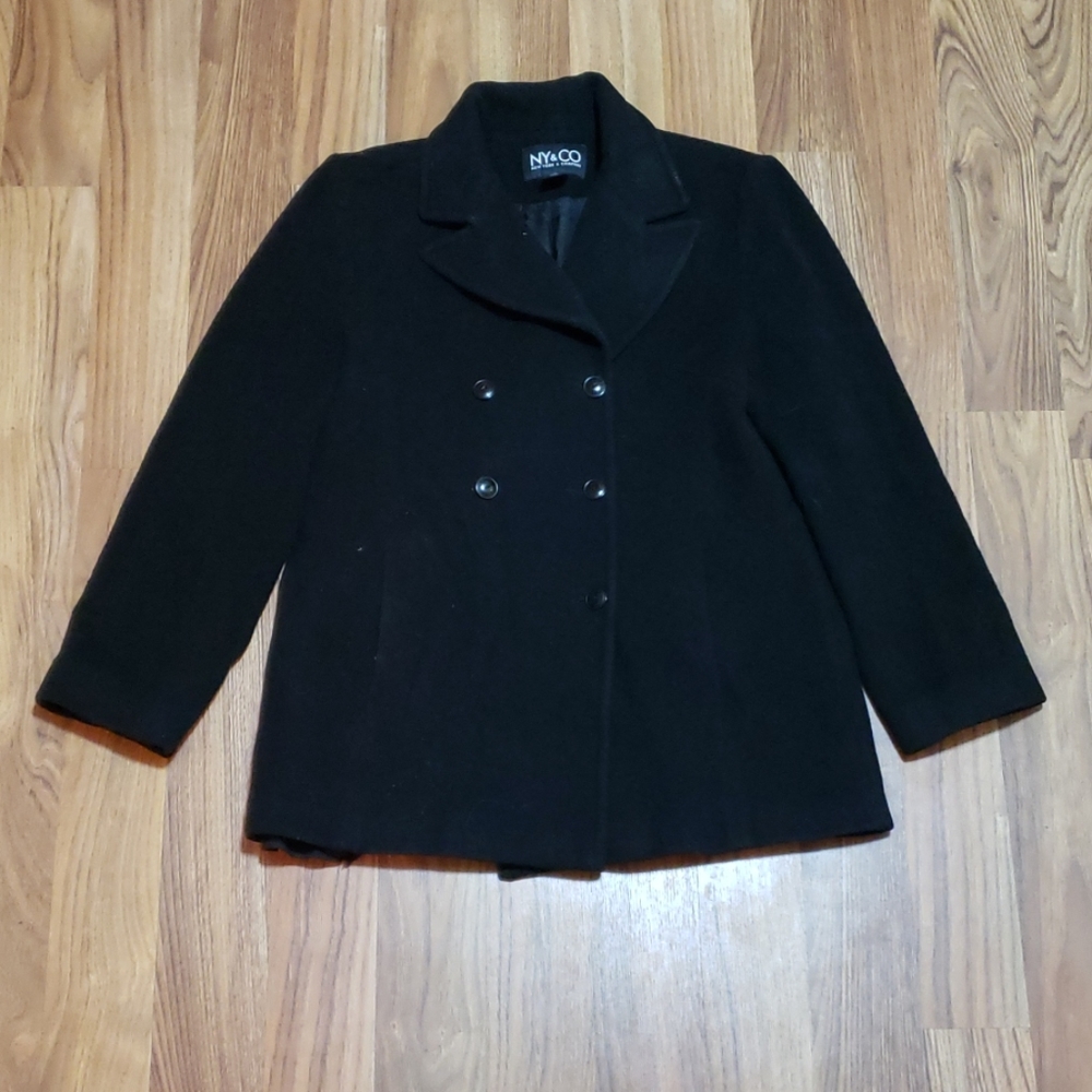 Black button down pea coat